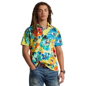 Polo Ralph Lauren Men's 2XB 2TG Yellow Floral Print Short Sleeve Polo Shirt NWT